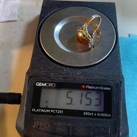 Handmade 14KY Gold Feldspar Sunstone Ring Split Shank Beaded Scroll Design SZ 6 - Picture 10 of 10